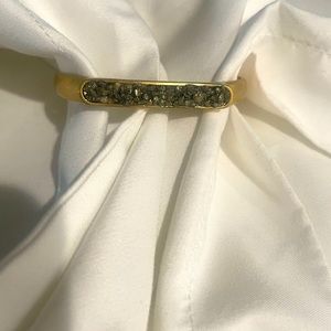 Lucky Brand gold and black stone cuff bracelet